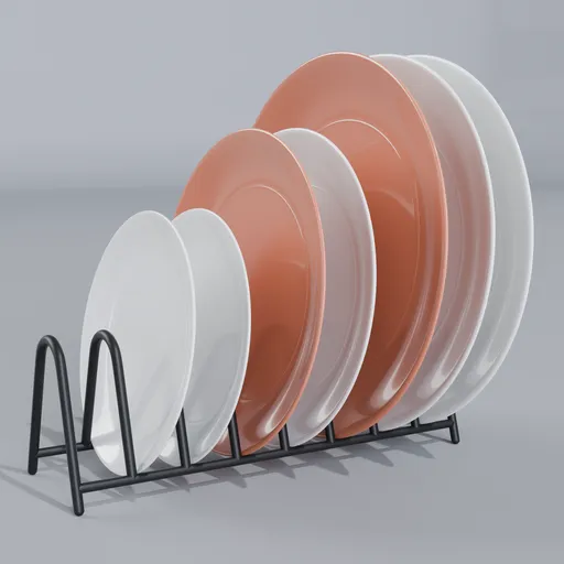 Plate Rack with Plates - Peach