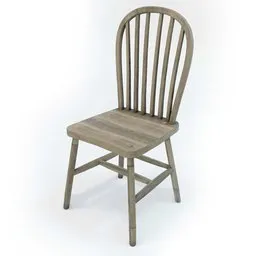 Antique-style low poly 3D model chair rendered in Blender, ideal for digital dining room setups.