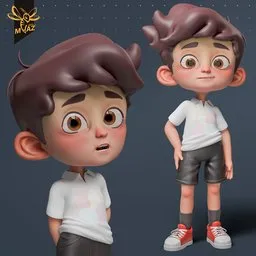 Stylized 3D Boy with Cute Features