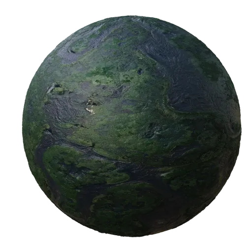 High-quality PBR ground material with detailed green and brown textures for 3D Blender terrain modeling.