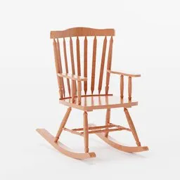 "Midwest-inspired wooden rocking chair 3D model for Blender 3D. Rendered with Octane for smooth and realistic details. Perfect addition to any furniture collection."
