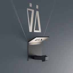 Detailed 3D rendered WC sign lamp projecting symbols on wall, suitable for Blender and 3D design projects.