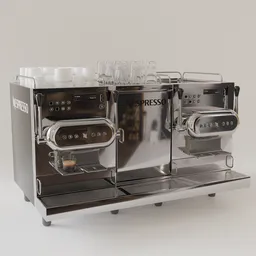 Detailed 3D Blender model of a sleek professional-grade coffee machine suitable for offices or bars.