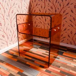 Orange Plastic / Glass Modern / Retro Seventies Small Normal Table