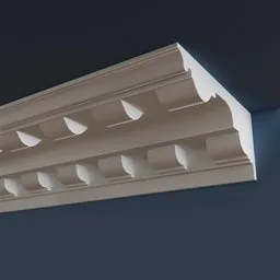Antique-style low poly 3D cornice model with 1k PBR texture, suitable for Blender array.