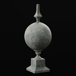 Detailed 3D render of an antique spherical sculpture on pedestal for Blender design projects.