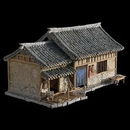 Detailed 3D model render of a traditional Chinese architecture with 4K textures, compatible with Blender.