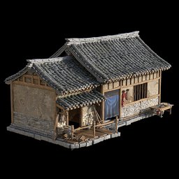 Detailed 3D model render of a traditional Chinese architecture with 4K textures, compatible with Blender.