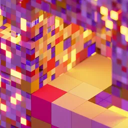Abstract Glowing Voxel Grid Geometric