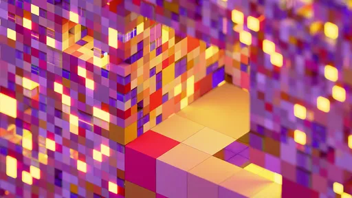 Abstract Glowing Voxel Grid Geometric