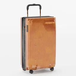"Used Suitcase 3D model with wheels, rendered in Blender 3D. Scuffed and worn but still in good condition. Perfect for exercise category and luxury equipment projects."