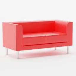 Detailed render of a red, modern 3D sofa model suitable for Blender visualization.