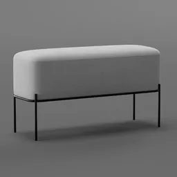 3D model of a modern padded stool with metal legs, ideal for hallways, created in Blender 3D.