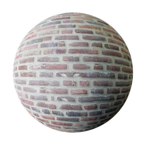 High-quality textured PBR Brick Wall material for realistic 3D rendering in Blender and other 3D applications.