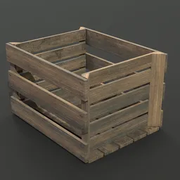 "Lowpoly Wooden Fruit Box 3D Model for Blender - Perfect Render Asset for Industrial Container Category. Used for Transporting Fruits & Vegetables - Textured with Old & Used Look."