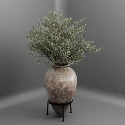 Olive Bush in Rustic Amphora
