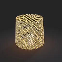 3D-rendered straw-patterned candle lamp model with a soft glow, suitable for interior decoration and lighting scenarios.