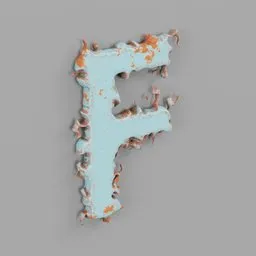 Rough metal Letter F