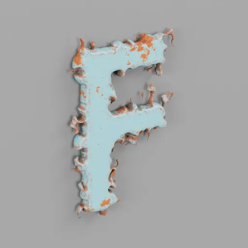 Rough metal Letter F