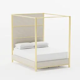 Iron bed with upholstery