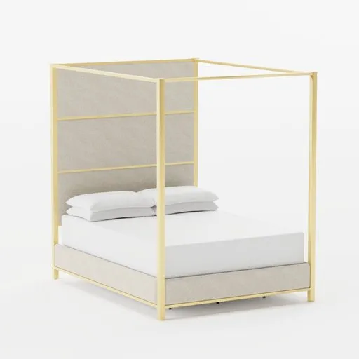 Iron bed with upholstery