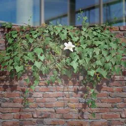 Realistic 3D model of ivy on a brick ledge, suitable for game environments and 3D Blender scenes.