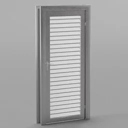 Highly detailed metallic 3D door model, suitable for Blender rendering and exterior scenes.