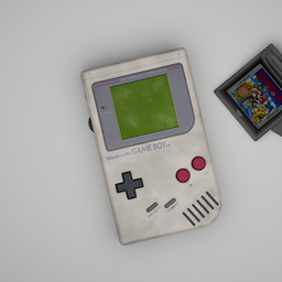 Detailed 3D model of classic Nintendo Game Boy with authentic design elements, perfect for Blender enthusiasts.
