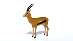 3D Blender model of a stylized gazelle with a quad mesh, ideal for CG visualization, in low-poly rendering.