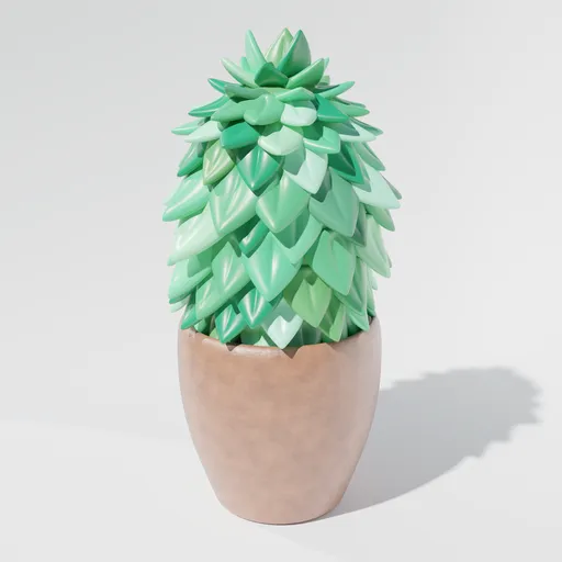 Low poly 3D indoor plant model with terracotta pot and green triangular leaves for game design and virtual environments.