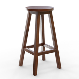 "Wooden bar stool 3D model for Blender 3D. Old school style, four-legged, with a symmetrical design. Highly upvoted in the bar-chair category."