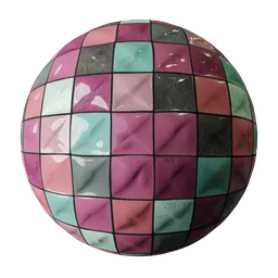 Multicolored rhinestone mosaic texture for 3D rendering in Blender, ideal for interior design simulations.