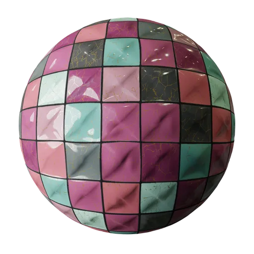 Multicolored rhinestone mosaic texture for 3D rendering in Blender, ideal for interior design simulations.