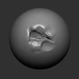 3D sculpting brush effect for adding detailed dents and damage to hard surface models in Blender 3D environments.