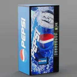 Low-poly 3D model of a Pepsi vending machine, ideal for Blender rendering and game backgrounds.