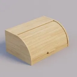 Realistic wooden bread box 3D model with detailed texture, designed for Blender rendering.