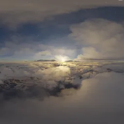 Dramatic Sunset over Clouds & Mountains