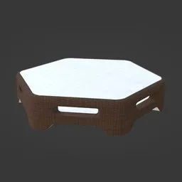"Yard Table - A versatile and stylish table perfect for home, backyard, or gazebo settings. This 3D model is designed in Blender 3D and features a white top and brown base, reminiscent of popular designs found on Sketchfab. Enhance your search engine optimization for Blender 3D enthusiasts searching for high-quality 3D models."