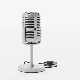 Retro-style microphone 3D model, high-detail, for Blender rendering, ideal for vintage audio setups.