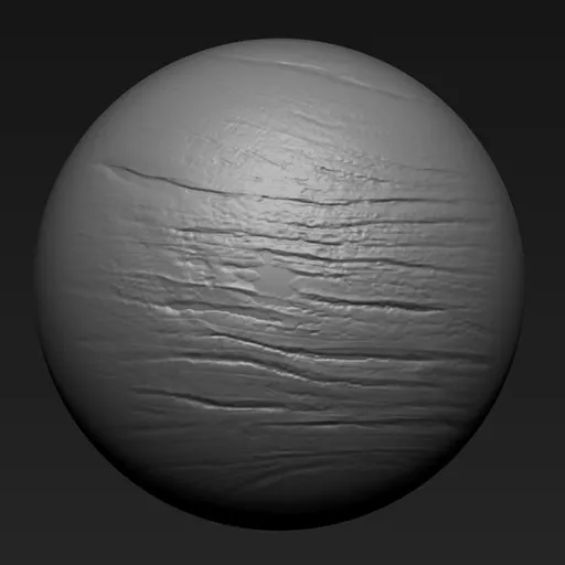 3D sculpting brush effect for Blender showing straight cuts simulating wood textures for models.