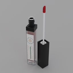 "3D model of a Lip Matte Cream container in Blender 3D software, with a red lip and white tube design. Professional online branding and gloss finish, inspired by William Nicholson and Louise Abbéma. Perfect for industrial container designs."