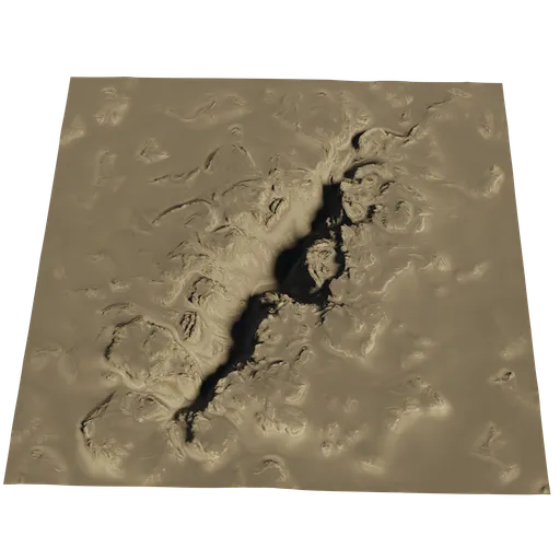 High-resolution 3D cracked terrain model with detailed textures, suitable for Blender rendering and visualizations.