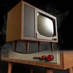 High-quality 3D model of a retro 1980s television, compatible with Blender Eevee and Cycles.
