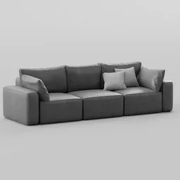 Cotton leather 4-seater sofa