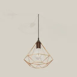Realistic 3D model showcasing a minimalist wireframe pendant light, compatible with Blender.