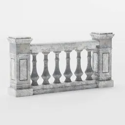 Detailed 3D-rendered classical stone balcony, ideal for architectural visualization in Blender.