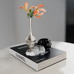 Book and decorative vase