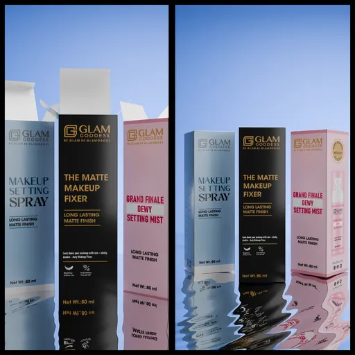Makeup spray packaging box shot