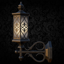 Intricately designed vintage wall lantern 3D model with ornate detailing, optimized for Blender rendering.