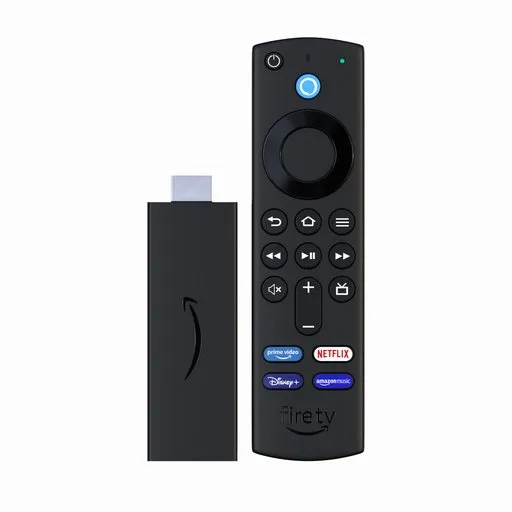 Detailed 3D model of a streaming media device with remote, optimized for Blender rendering.